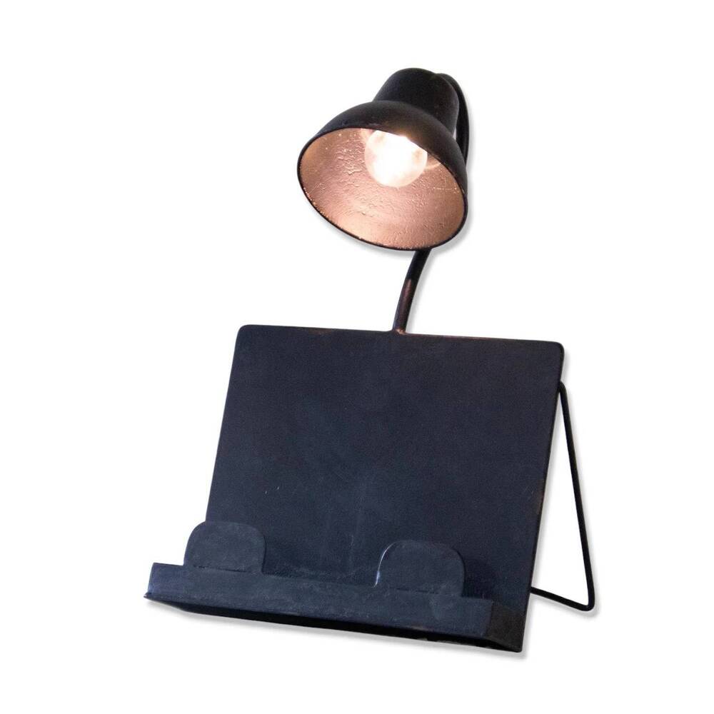 NEW AUDREY'S industrial iron book stand with built-in light in black